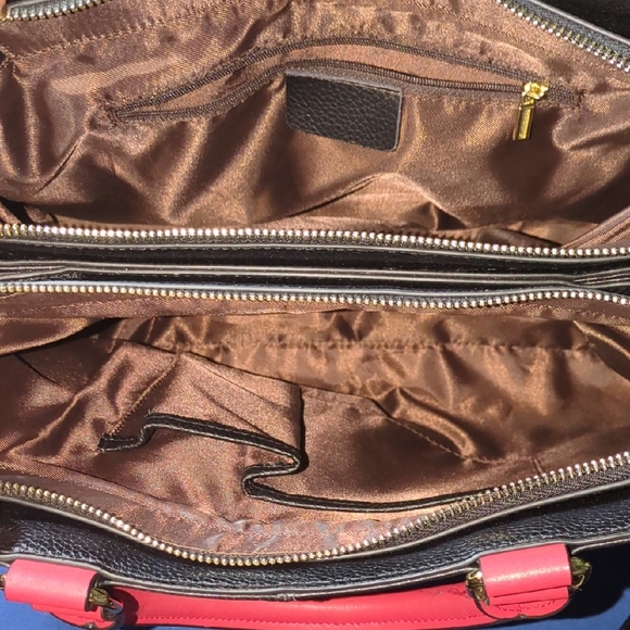 Design Black Genuine Leather Letter Handbag with Red Accents $45 - Picture 5 of 8